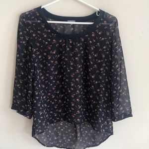 Charlotte Russe navy blue floral blouse